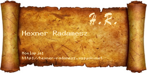 Hexner Radamesz névjegykártya